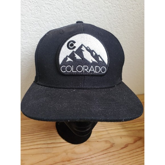 COLORADO Limited Rocky Mtns Trucker Hat Black Cap Adjustable SNAPBACK Wool Blend - Picture 1 of 10